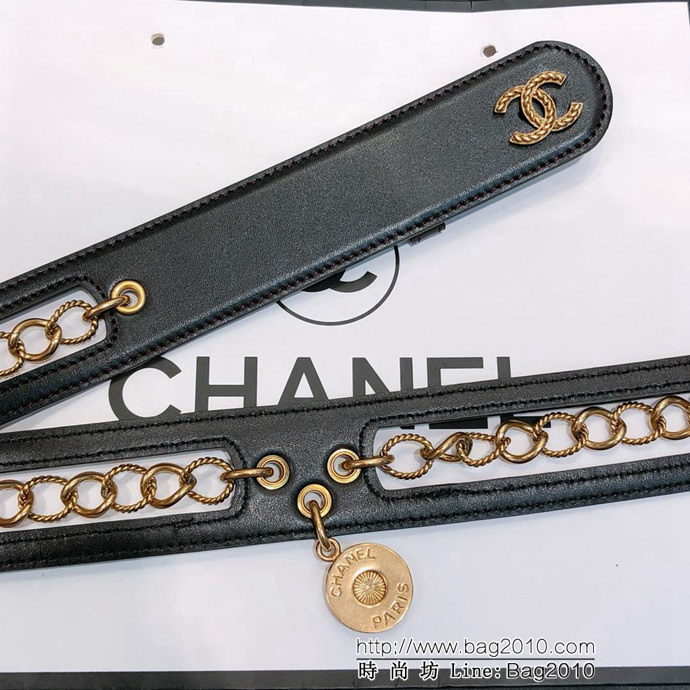 CHANEL香奈兒 19新款 34MM精品腰封 zp開模 雙面頭層牛皮腰帶 純銅打造特色腰鏈  xfp1272